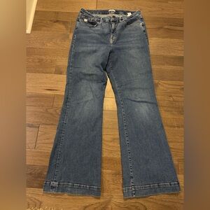 Good American darker blue wash Flare Jeans